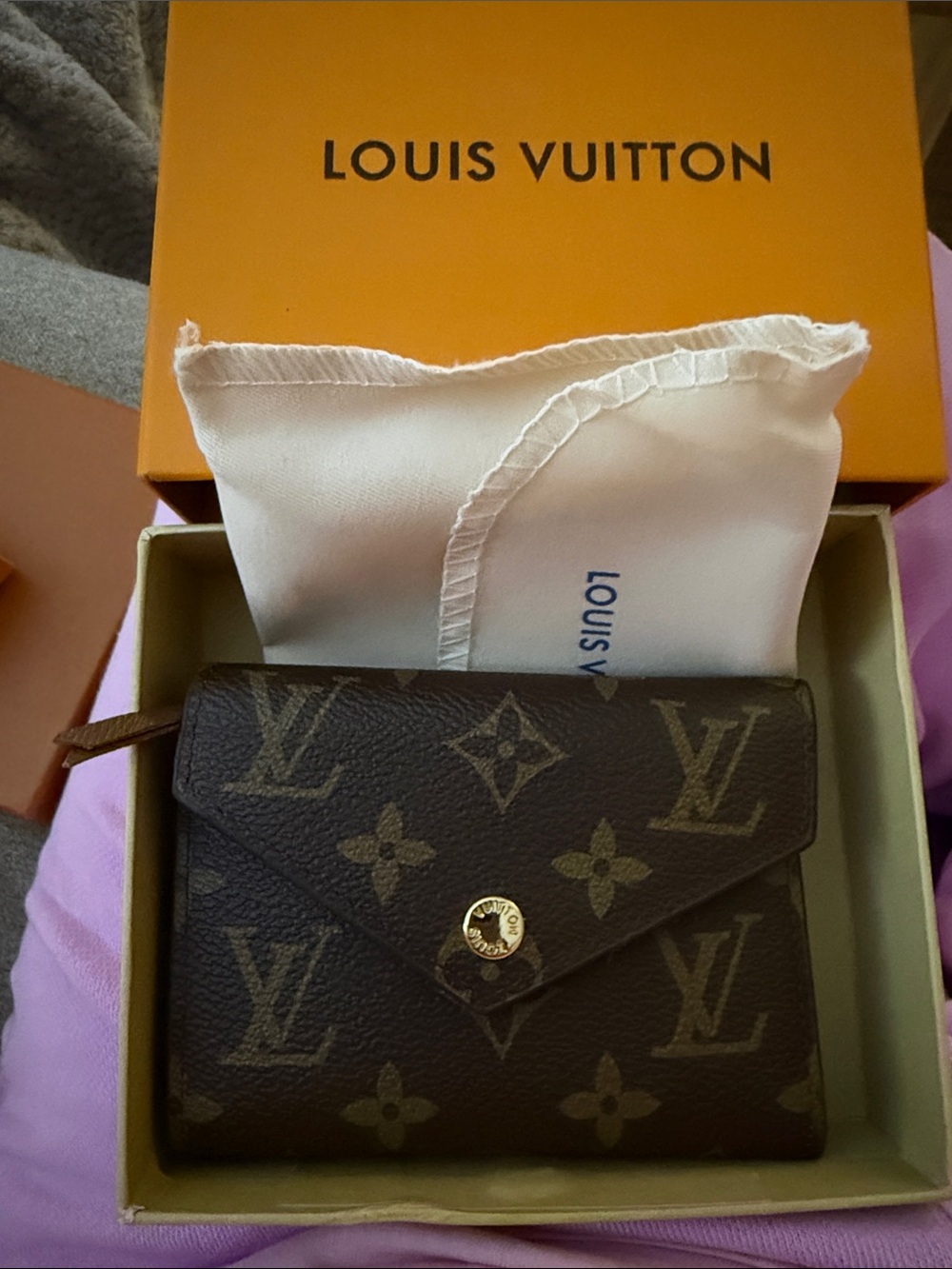 Louis Vuitton Brown Monogram Envelope Wallet with Gold-Tone Snap